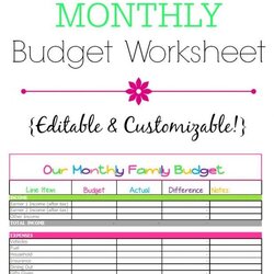 Preeminent Free Monthly Budget Template Cute Design In Excel Worksheets Printable Worksheet Editable