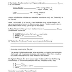 Worthy Contract For Service Agreement Template