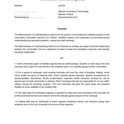 Free Memorandum Of Understanding Templates Word Template Samples Kb