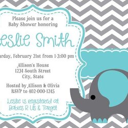 Elephant Baby Shower Invitation Templates Best Chevron Wording