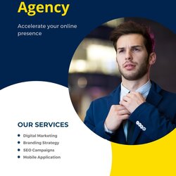 Sublime Simple Flyers Templates Blue And Yellow Digital Marketing Agency Flyer