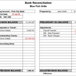 Very Good Bank Reconciliation Template Sample Form Public Blank Use