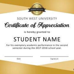 Fine Free Certificate Of Appreciation Templates And Letters Template School Students Recognition Sample
