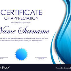 Splendid Certificate Of Appreciation Template Royalty Free Vector Diploma