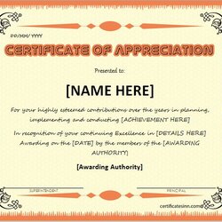 Wonderful Certificates Of Appreciation Templates For Word Professional Certificate Recognition Template Words