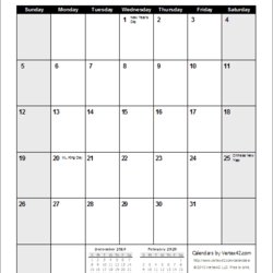 Calendar Templates And Images Printable Monthly Calendars Portrait Month Holidays Blank Template January