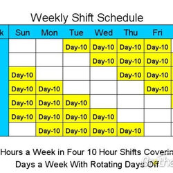 Excellent Hour Rotating Shift Schedule Template Schedules Police Days Week Screen Examples Calendar Example