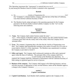 Superb Operating Agreement Template In Word And Formats California