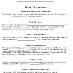 Free Sample Operating Agreement Templates Printable Samples Template Word Link