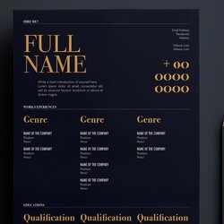 Terrific Free One Page Resume Template Dark Color In