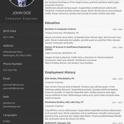 The Highest Standard Page Free Resume Templates Examples One Pager Classical Curriculum Vitae