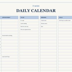 Daily Calendar Template Excel Templates