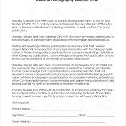 Free Sample Photography Release Forms In Ms Word Form General Example