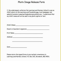 Out Of This World Free Photo And Video Release Form Template Print Sample Example Forms Samples Client Early