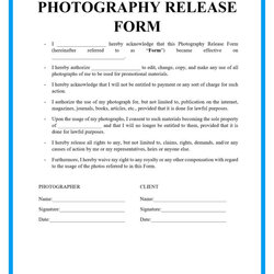 Exceptional Free Photography Release Form Template Use Doc Contracts