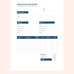 Purchase Order Template Google Docs Free Simple