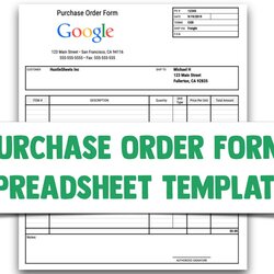 The Highest Standard Purchase Order Form Template For Google Sheets And Excel Download Now