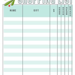 Excellent Best Free Printable Christmas Shopping List Template For At