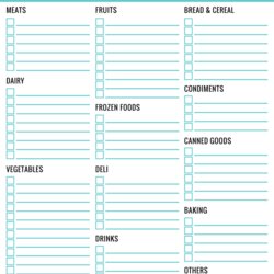 Printable Grocery List Templates Shopping
