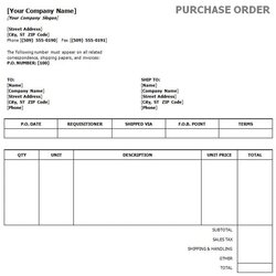 Terrific Free Purchase Order Templates Excel Formats Word