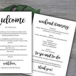 Weekend Itinerary Template Destination Wedding Welcome Invitations