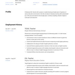 Excellent Teacher Resume Sample Writing Guide Example Samples Examples Teachers Templates Teaching Template