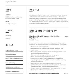 Champion English Teacher Resume Writing Guide Free Templates Sample Samples Modern Emily Carter