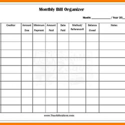Marvelous Monthly Bill Organizer Template Excel Calendar For Planning Spreadsheet Intended Free