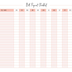 Supreme Cute Printable Bill Organizer Monthly Page