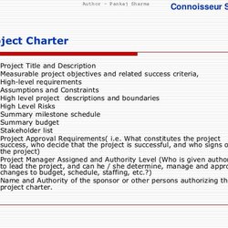 Perfect Project Charter Template Edition Author Source Of