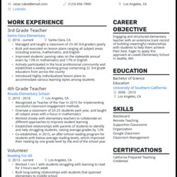 Superlative Teacher Resume Examples That Worked In Resumes Elementary School Example