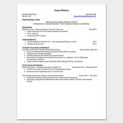 Excellent Teacher Resume Template Samples Formats Teaching Format Job Fresher For