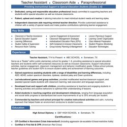 Preeminent Teacher Assistant Resume Sample Monster Aide Description Job Teaching Template Special Writing