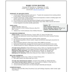 Peerless Sample Preschool Teacher Resume Templates At Template