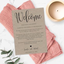 Brilliant Rustic Wedding Welcome Letter Template Bag Note