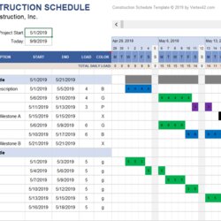 Fine Project Schedule Template Excel Templates Word Construction Work Daily Loading With