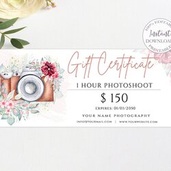 Cool Design Templates Paper Gift Certificate Printable Photo Session