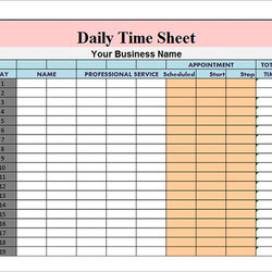 Terrific Printable Daily Time Sheets Template Business Excel Free