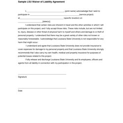 The Highest Standard Waiver Form Liability Injury Personal Template Release Sample Templates Free Image