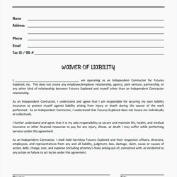 Fine Liability Form Template Free Lovely Seven Simple But Waiver Forms Performed Sample Doc Event