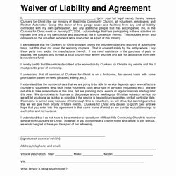 Admirable Liability Release Forms Template Elegant Waiver Sample Insurance Contractor Contractors Settlement