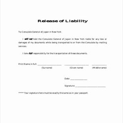 Waiver Of Liability Template Form Release Letter Printable Example Generic Free Samples