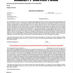 Supreme Free Sample Liability Forms In Word Excel Form Waiver Template