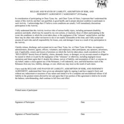 Outstanding Liability Waiver Form Fill Online Printable Blank Cheer Large