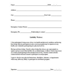 Superb Printable Sample Release And Waiver Of Liability Agreement Form Injury Template Personal Templates