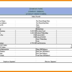 Pay Stub Template Excel Simple Design Of