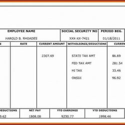 Outstanding Pay Stub Template Excel Fantastic Highest Clarity
