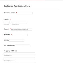High Quality Customer Account Application Form Template Classic
