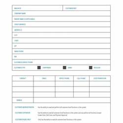 Peerless Customer Account Setup Form Printable Forms Free Online Top New Template Image