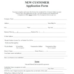 New Customer Account Form Template Word